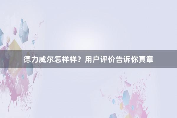 德力威尔怎样样？用户评价告诉你真章